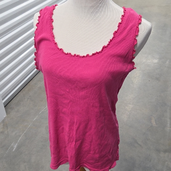 Fashion Bug Tops - Fashion Bug Hot Pink Ruffle-Trim Tank